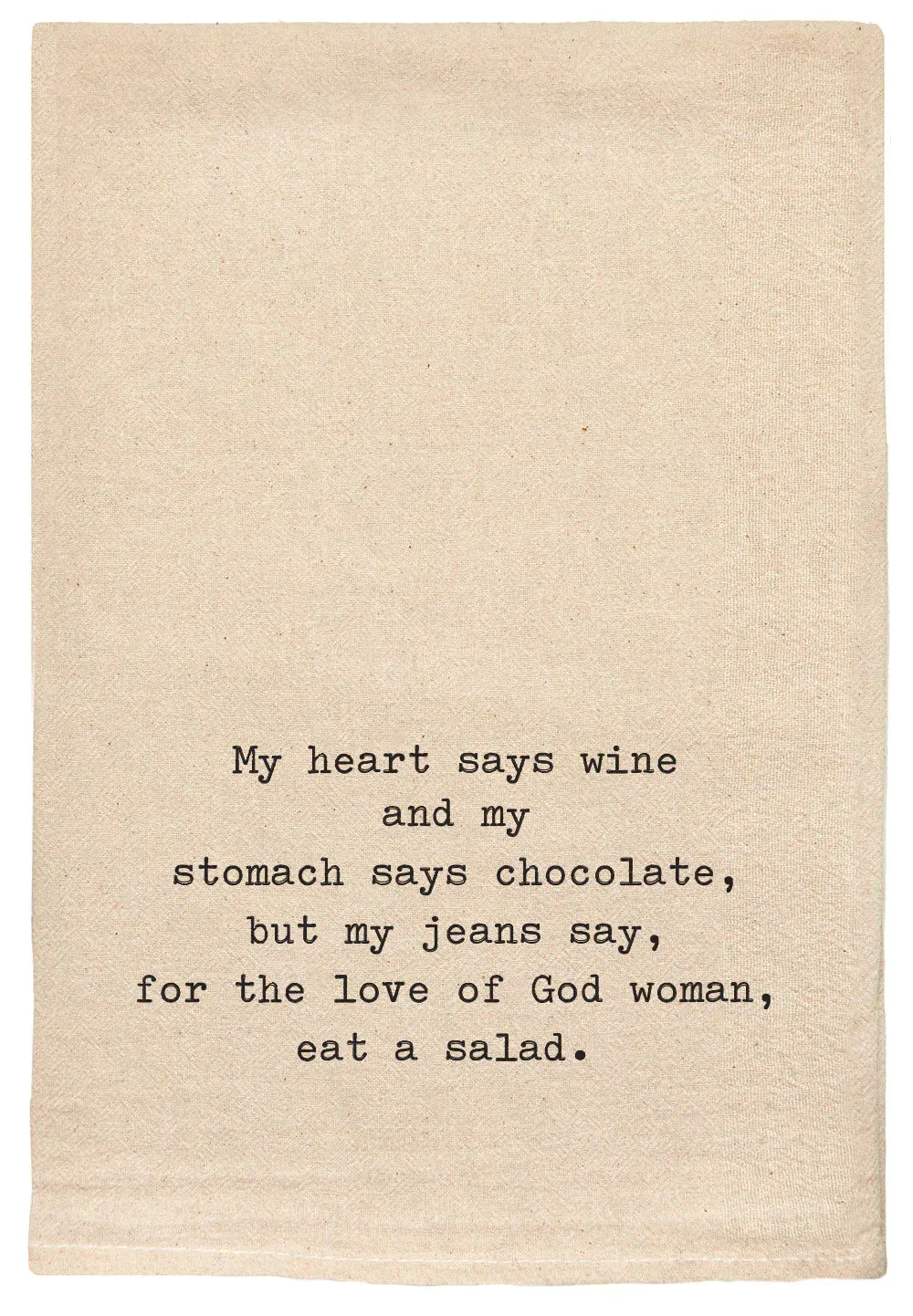 142 - T Towels - My Heart says Wine and my Stomach says