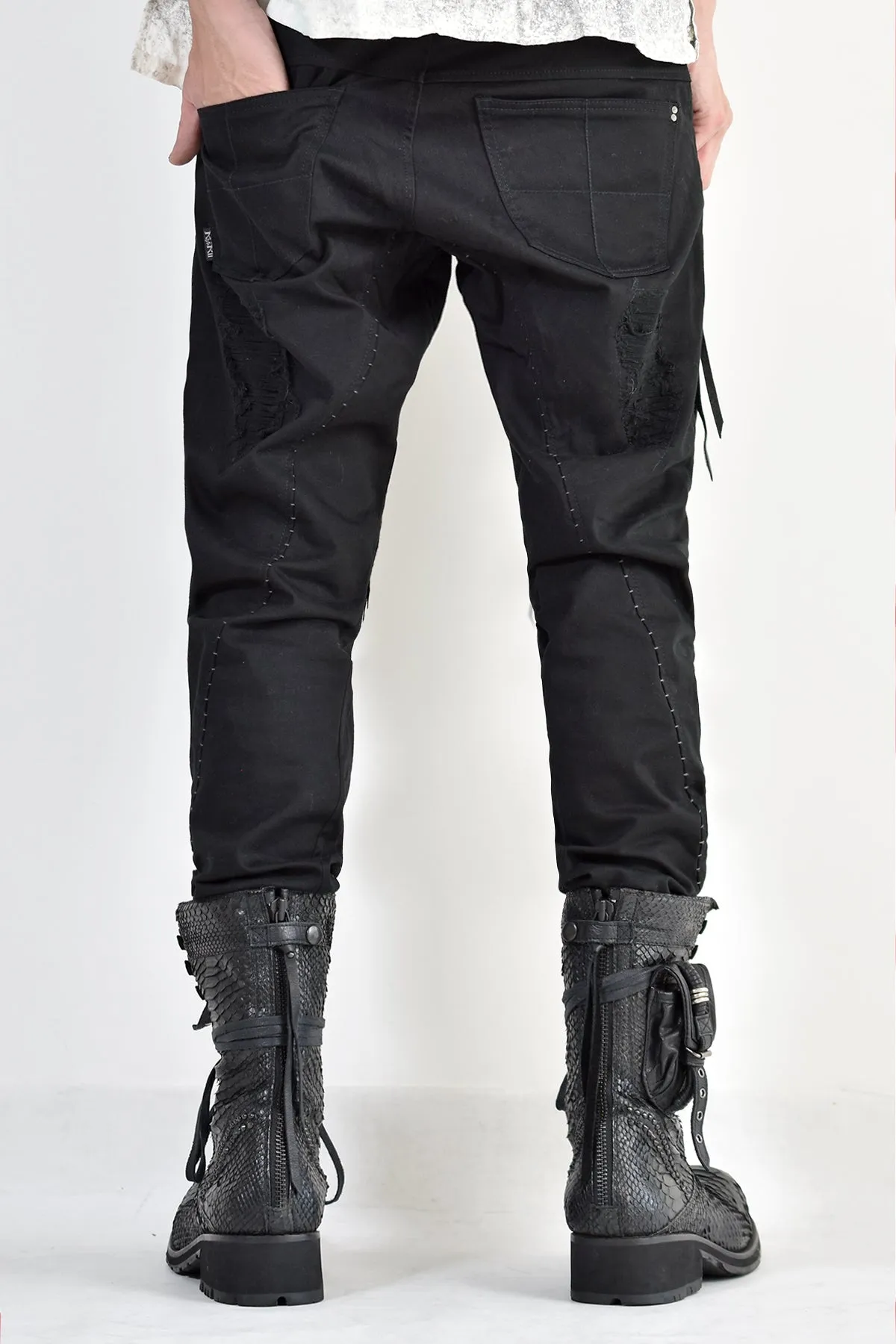 1702-PT02A Crush Skinny Twill Pants 07A Black