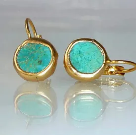18k Gold Boho Turquoise Earrings