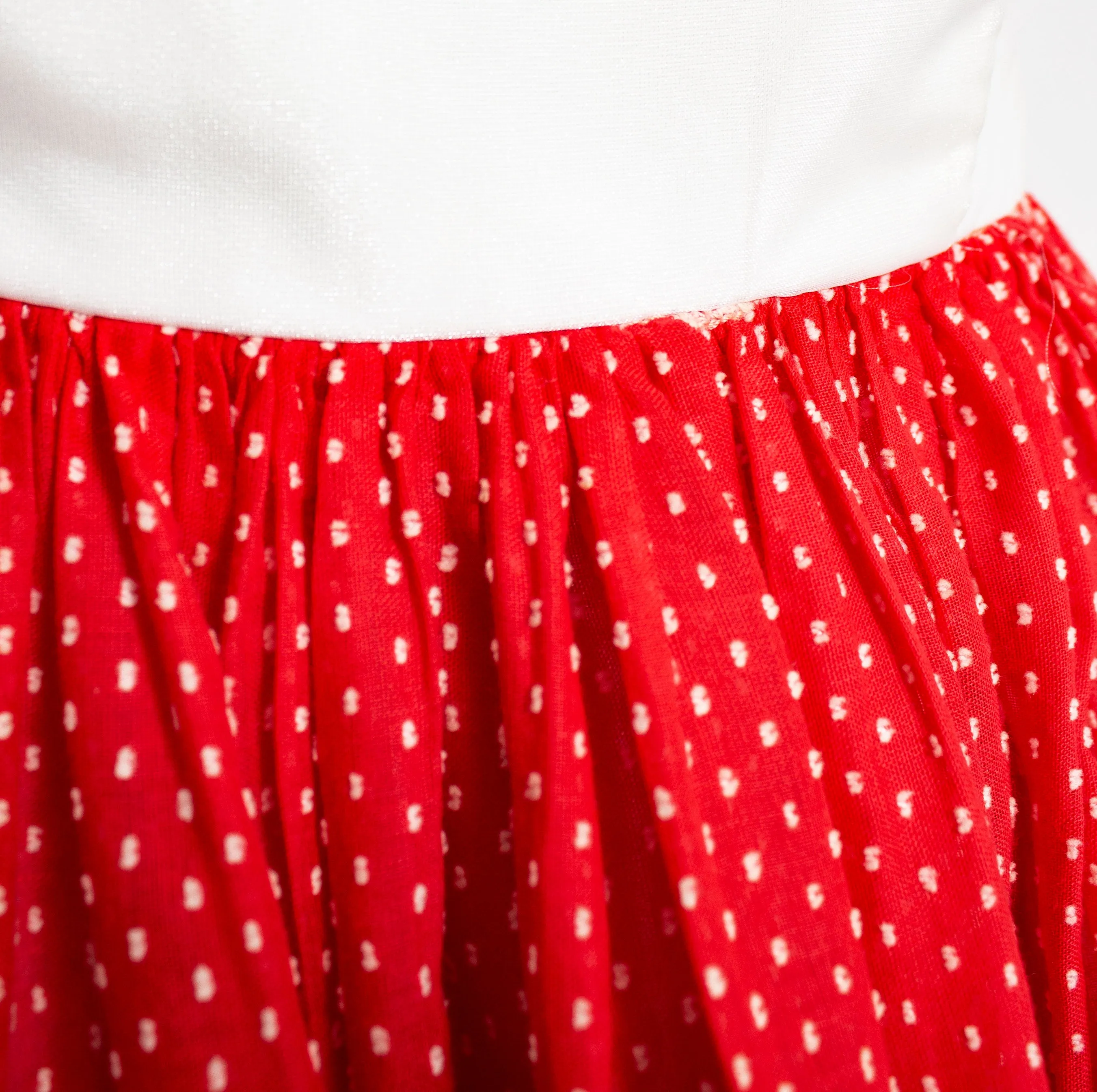 1950s Dress Red White Swiss Polka Dot Full Skirt XS