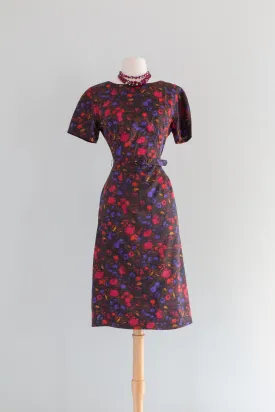 1950's Stained Glass Wiggle Dress and Jacket Set / Small