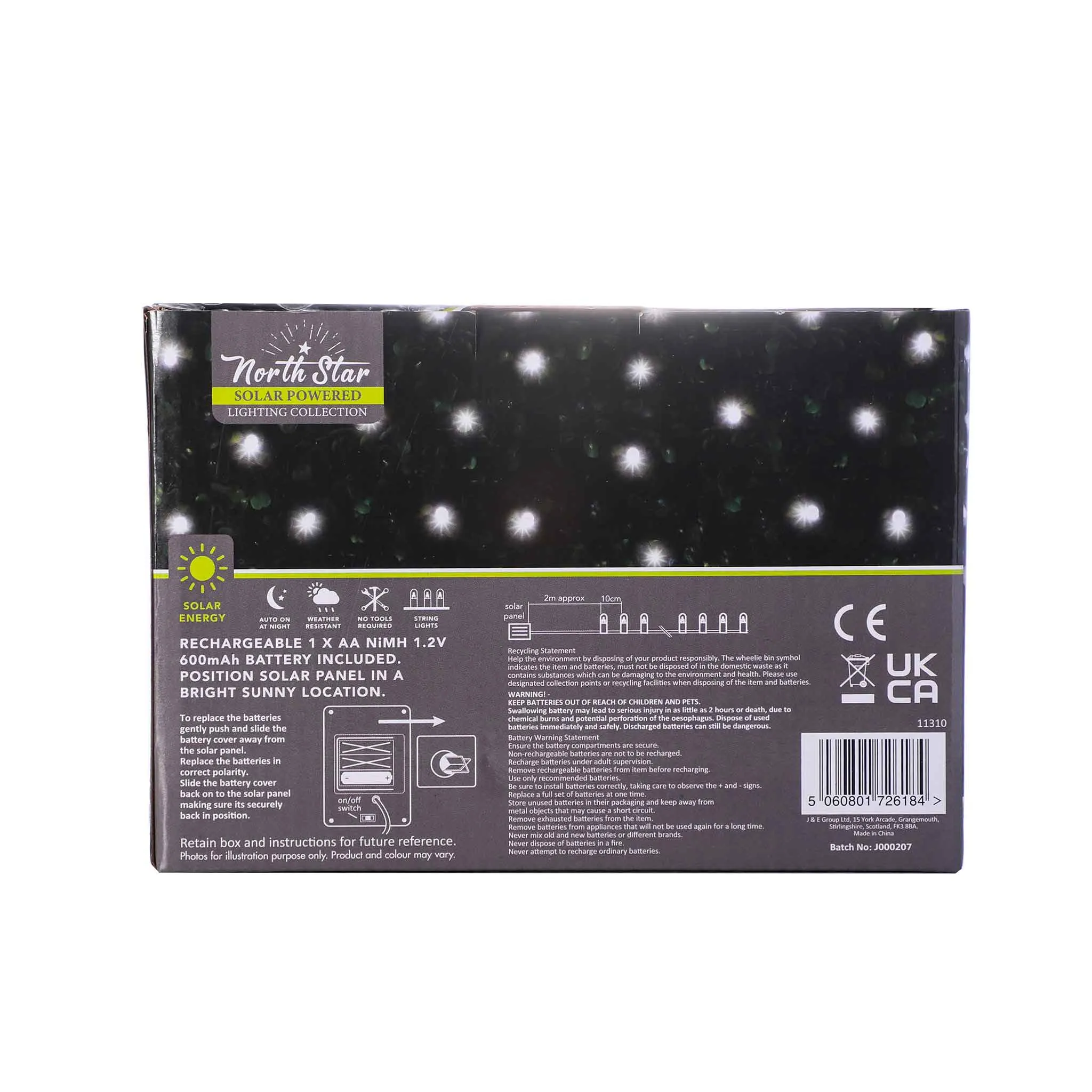 250 LED Solar Powered Fairy Sring Lights Bright White