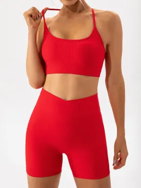2Pcs Running Shorts Set for Womens Backless Cami Causal Tummy Control Workout Shorts