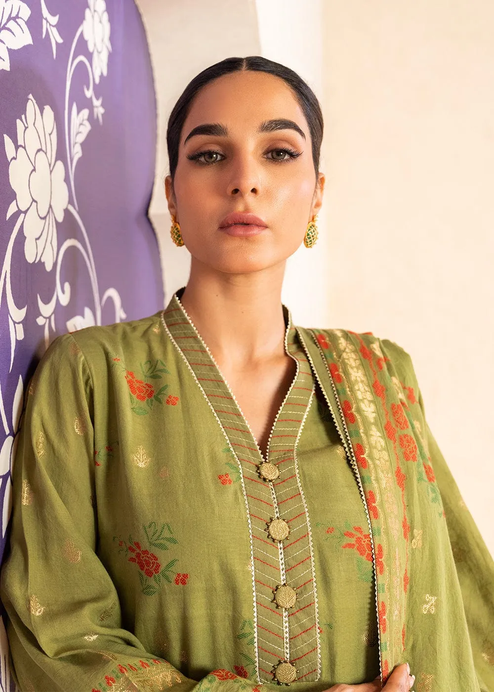 3 Pc Jacquard Suit With Jacquard Dupatta