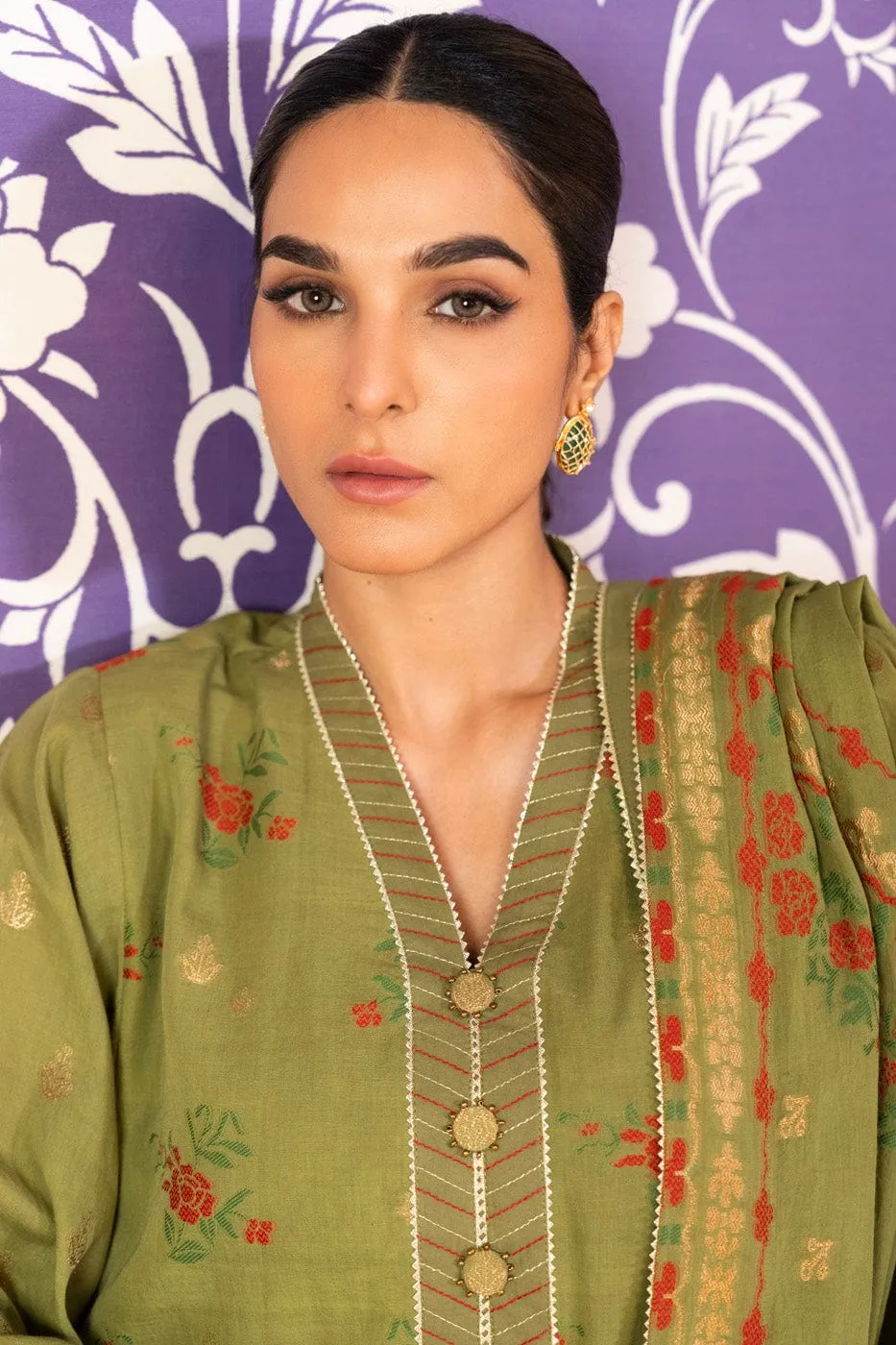 3 Pc Jacquard Suit With Jacquard Dupatta