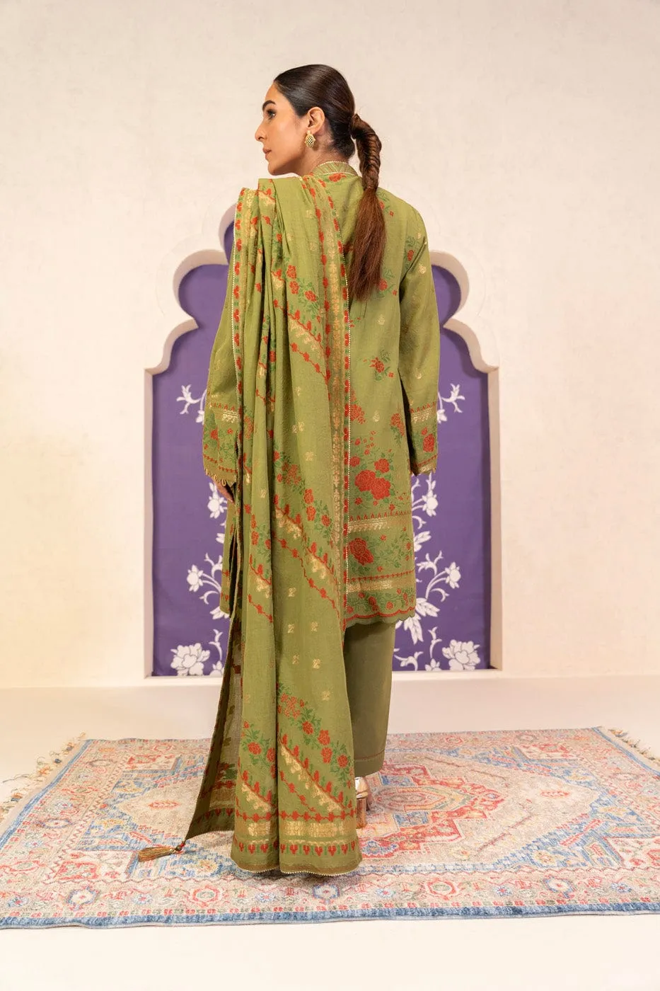 3 Pc Jacquard Suit With Jacquard Dupatta