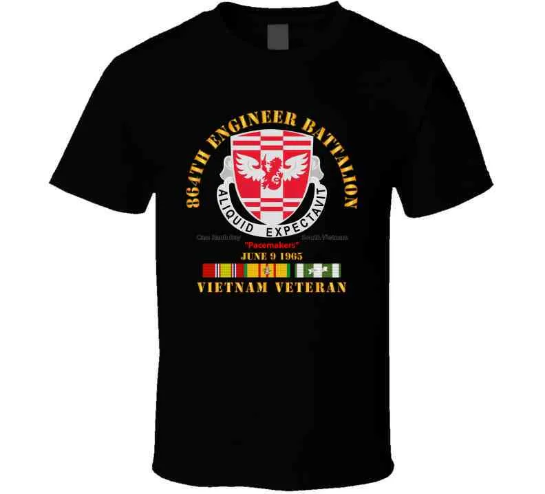 864th Engineer Bn - June 9 1965 - Vietnam Vet W Vn Svc - W Blk T Shirt