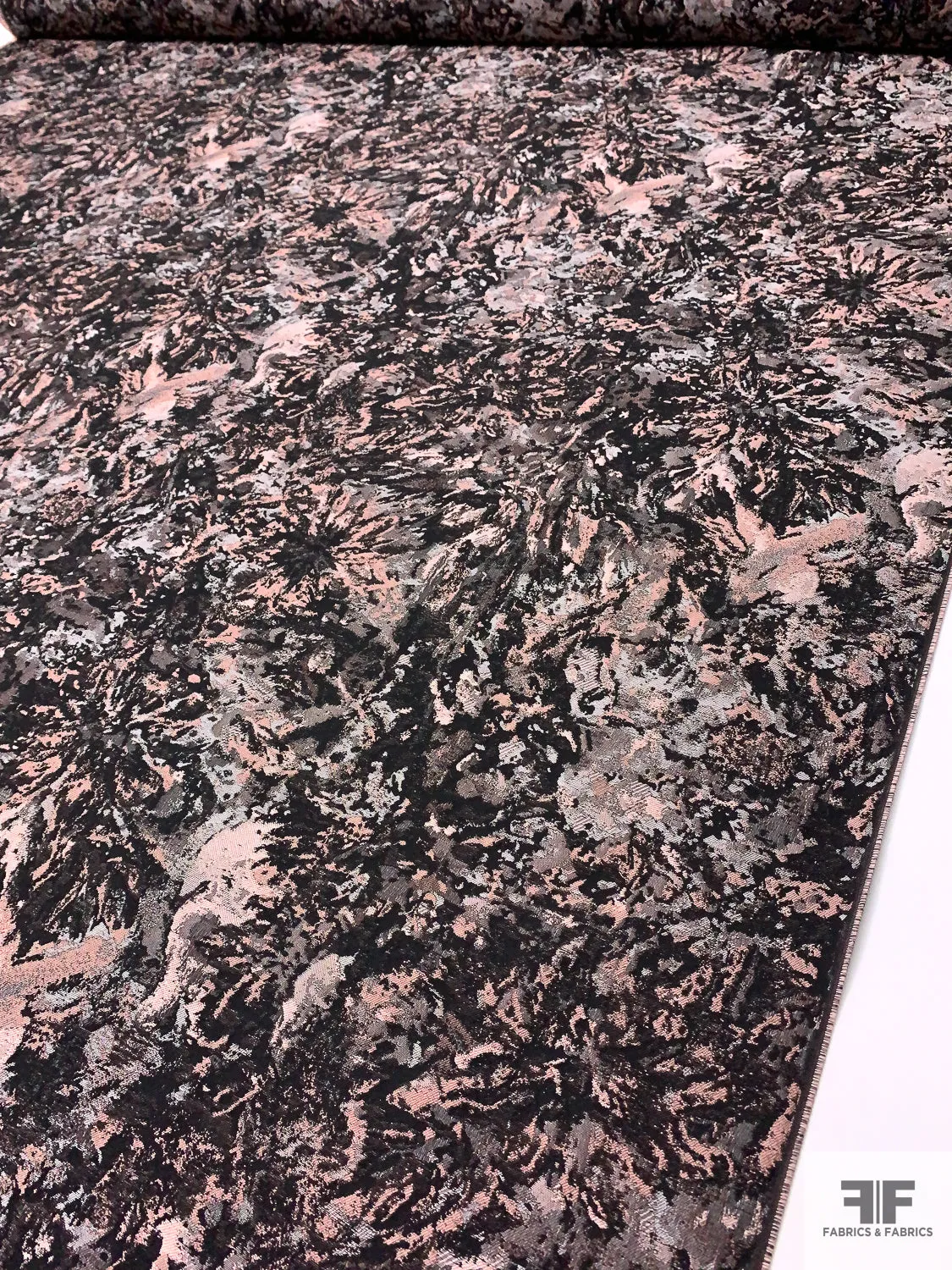Abstract Brocade - Dusty Coral / Black / Grey