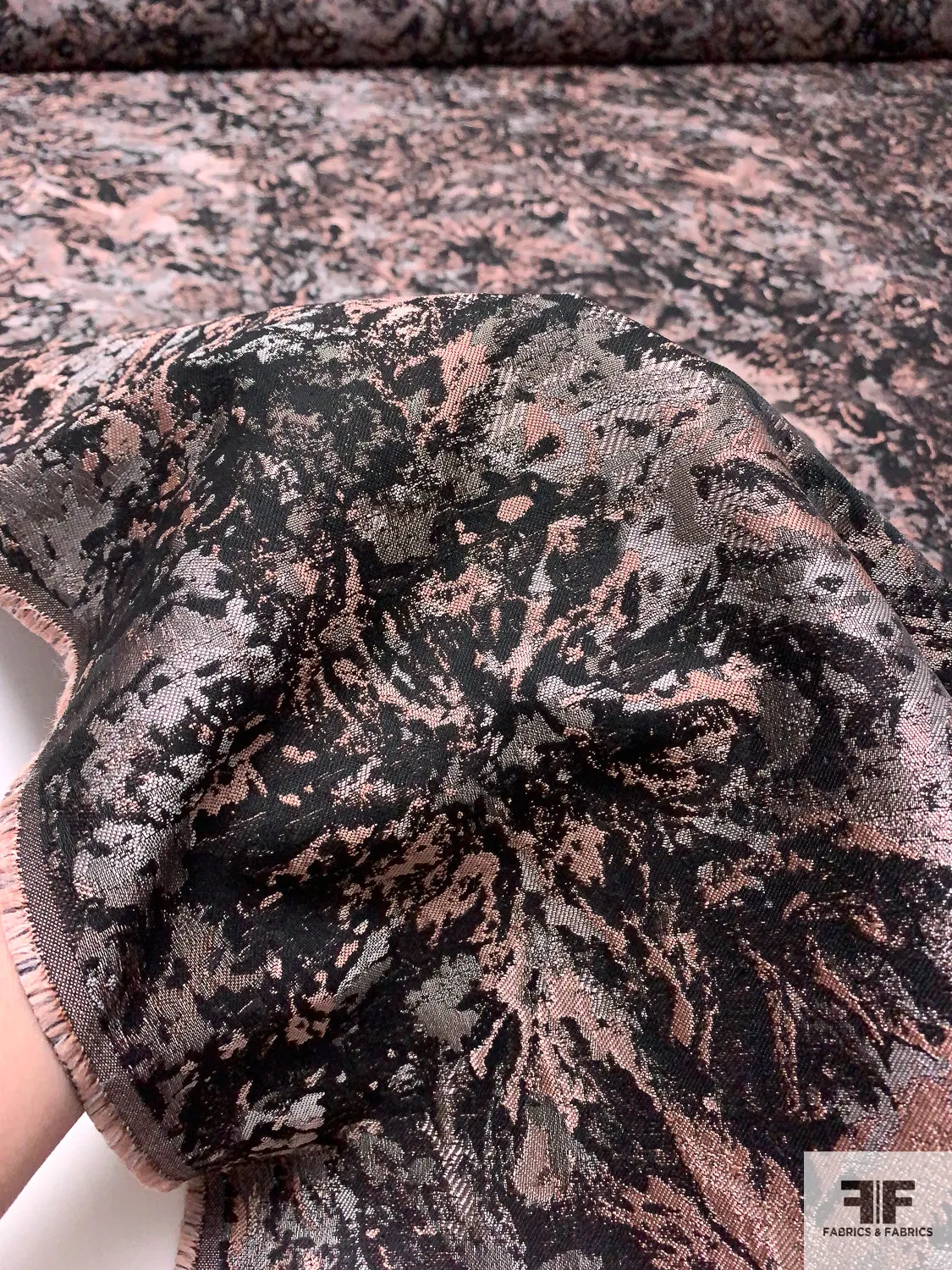 Abstract Brocade - Dusty Coral / Black / Grey