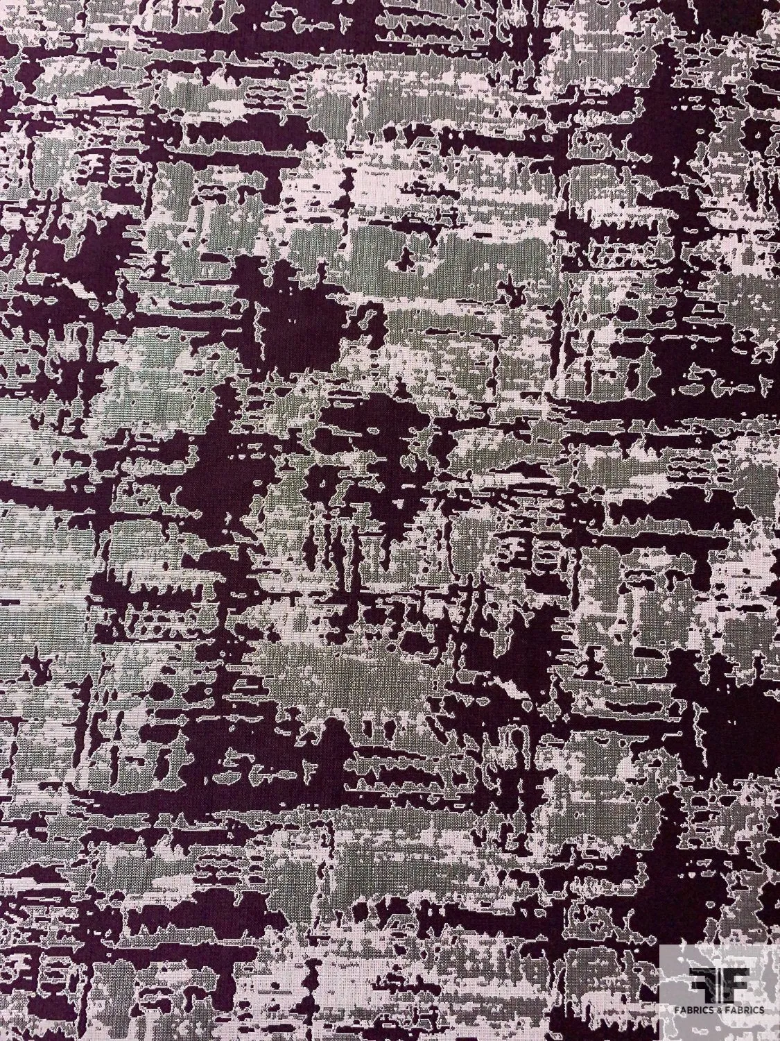 Abstract Reversible Brocade - Plum / Purple / Pearly Grey / Grey