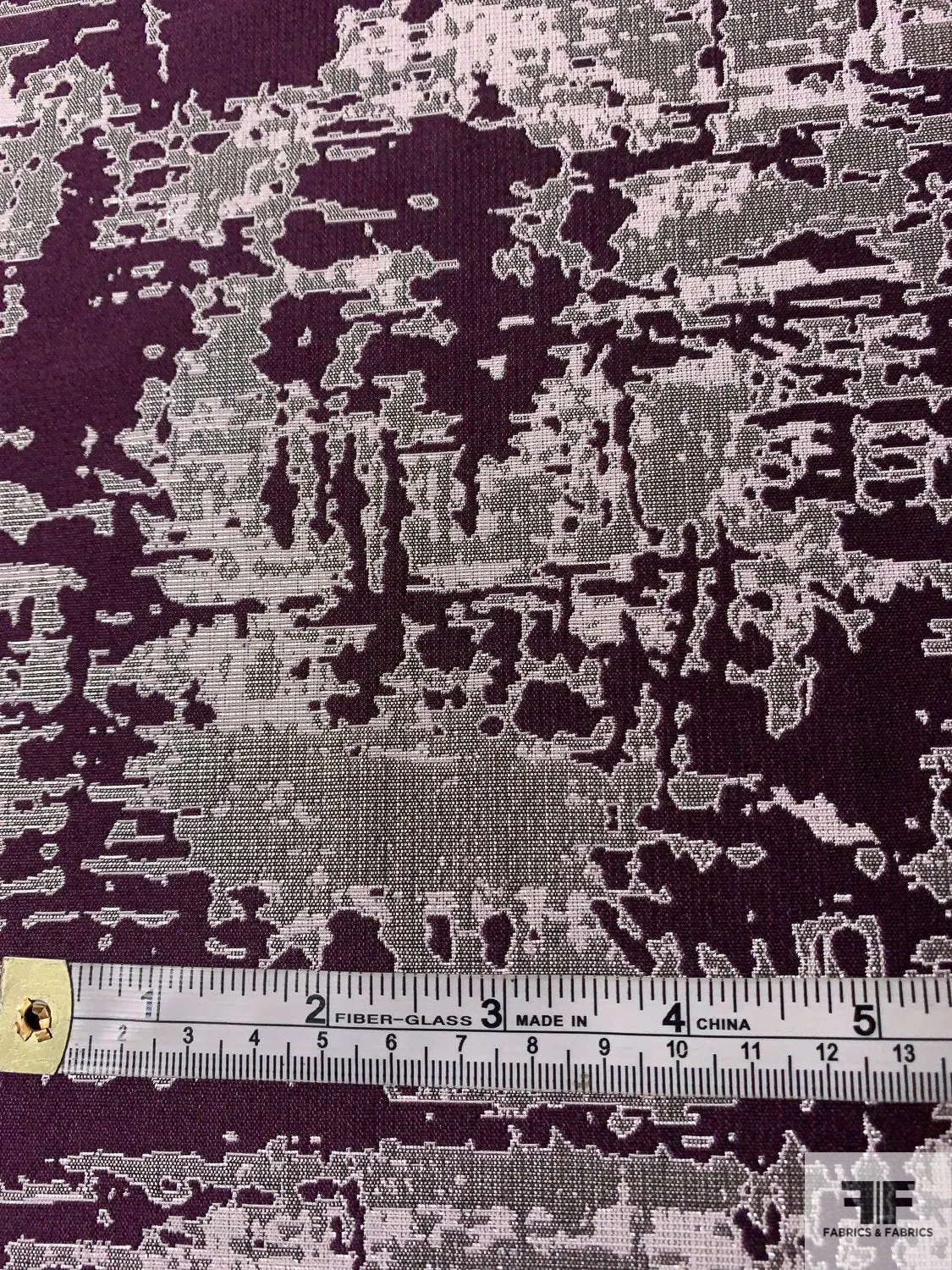 Abstract Reversible Brocade - Plum / Purple / Pearly Grey / Grey