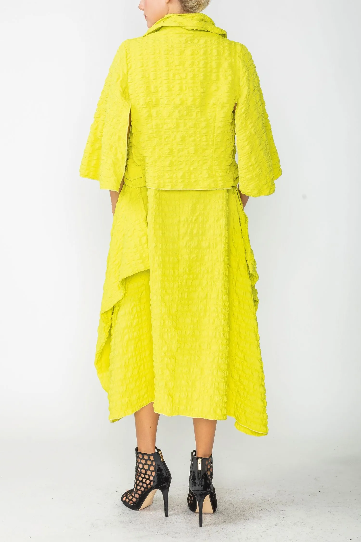 Acid Bubble Check Ruffle Open Jacket