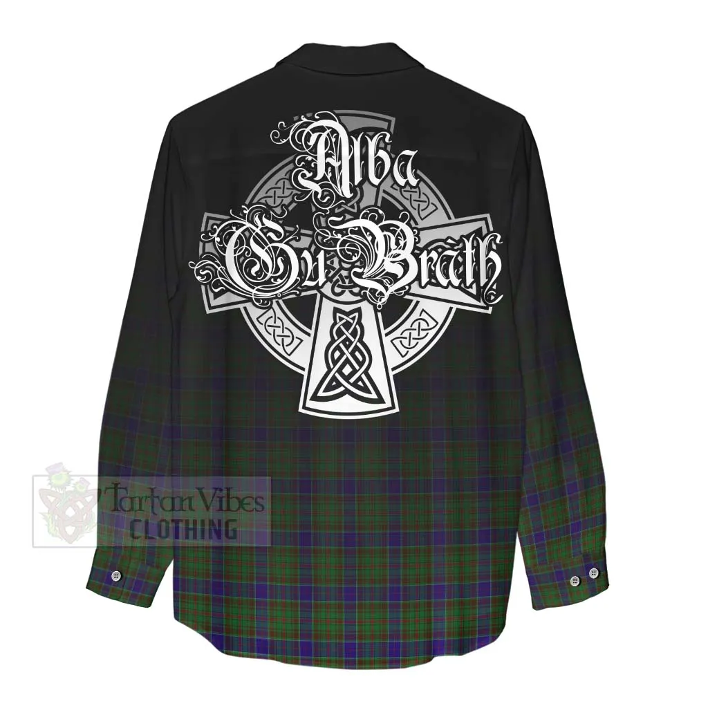 Adam Tartan Women's Casual Shirt Featuring Alba Gu Brath Family Crest Celtic Inspired