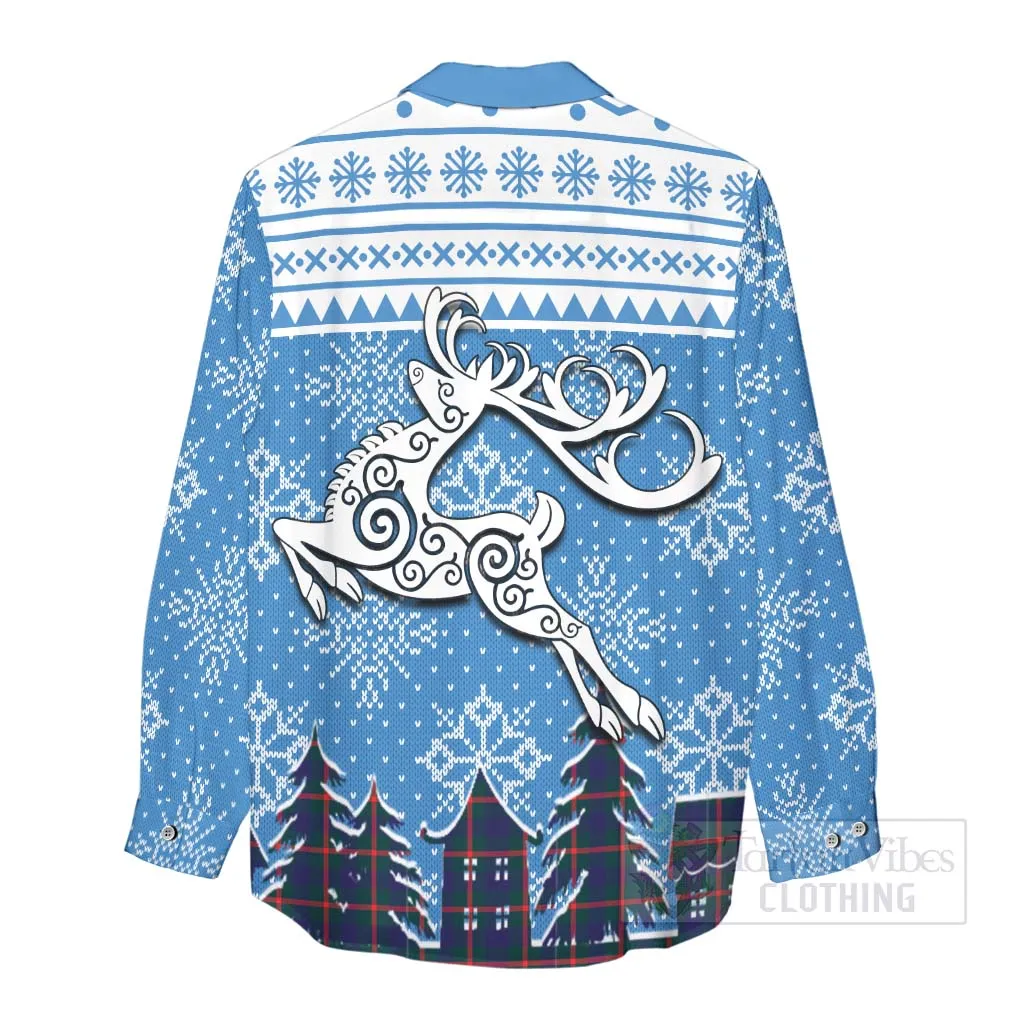 Agnew Clan Christmas Women's Casual Shirt Celtic Reindeer Style
