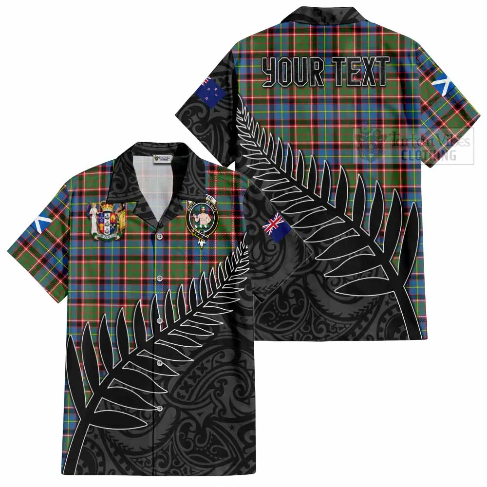 Aikenhead Crest Tartan Short Sleeve Button Shirt with New Zealand Silver Fern Half Style