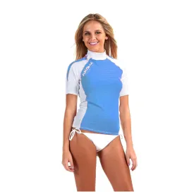 Akona 8 oz Short Sleeve Rash Guard for Scuba Diving Snorkeling CLOSEOUT Light Blue AKUV091