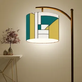 Bauhaus Designed Geometric Green, Teal Mid Century Modern Arc Floor Lamp