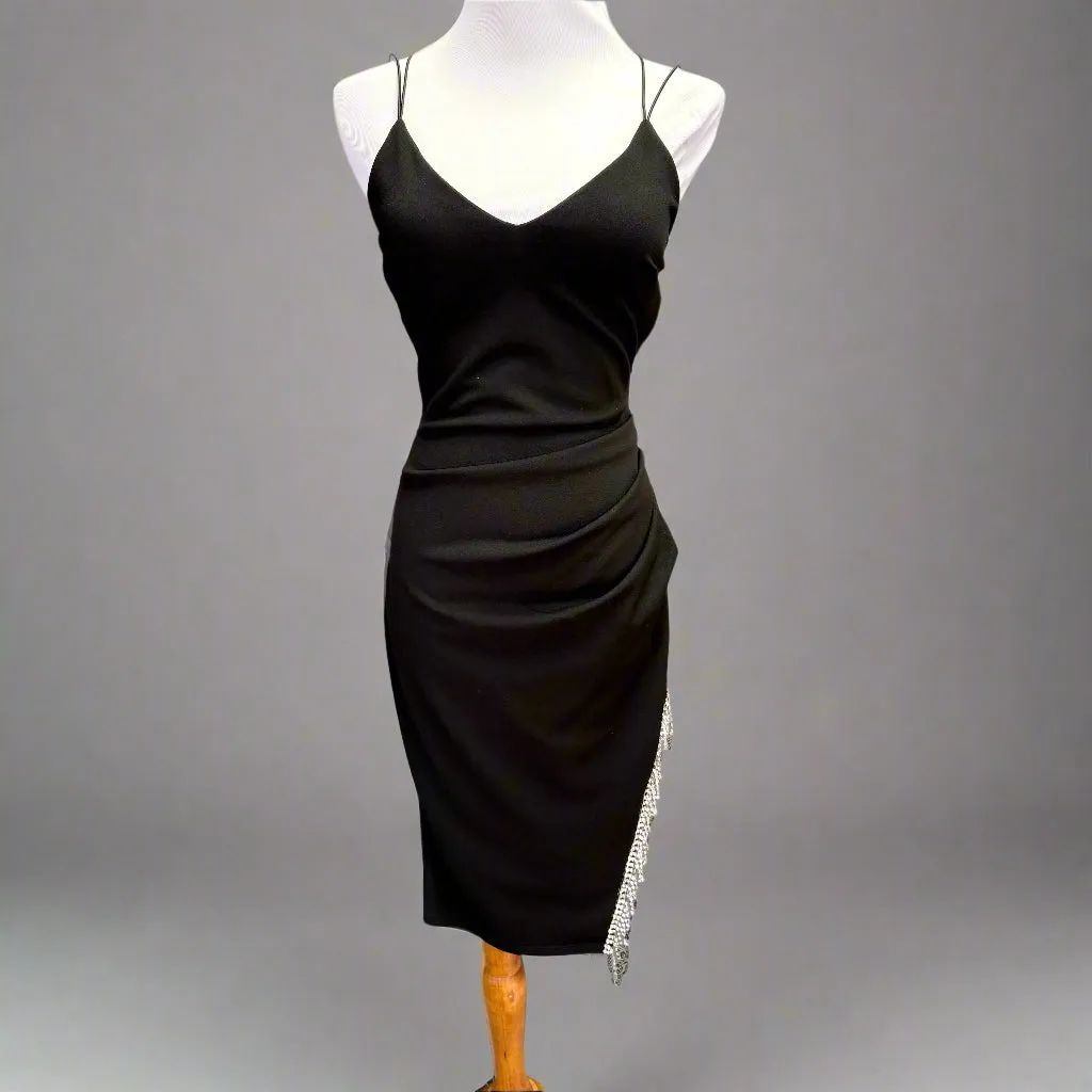 B.Darlin black dress with rhinestone trim, size 3/4