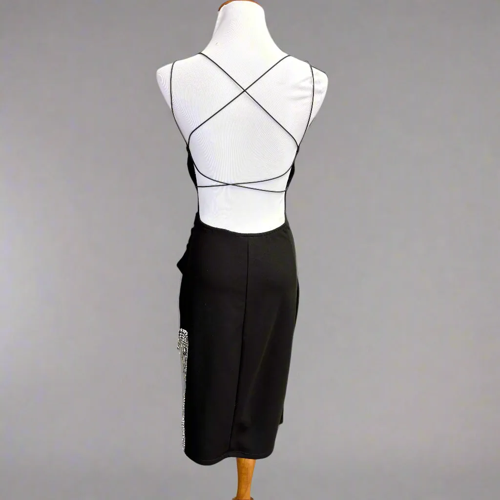 B.Darlin black dress with rhinestone trim, size 3/4
