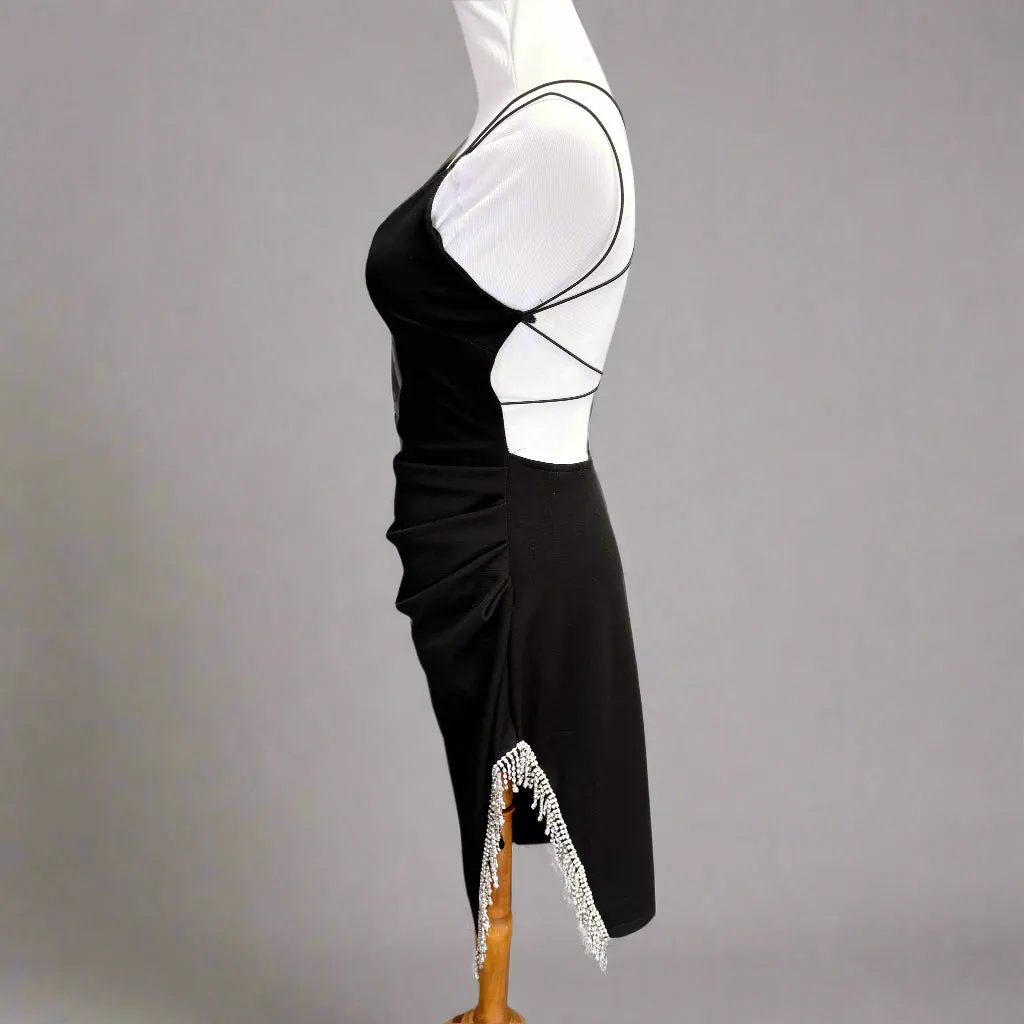 B.Darlin black dress with rhinestone trim, size 3/4