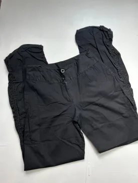 Black low waist 90s vintage ruched baggy pants (S)
