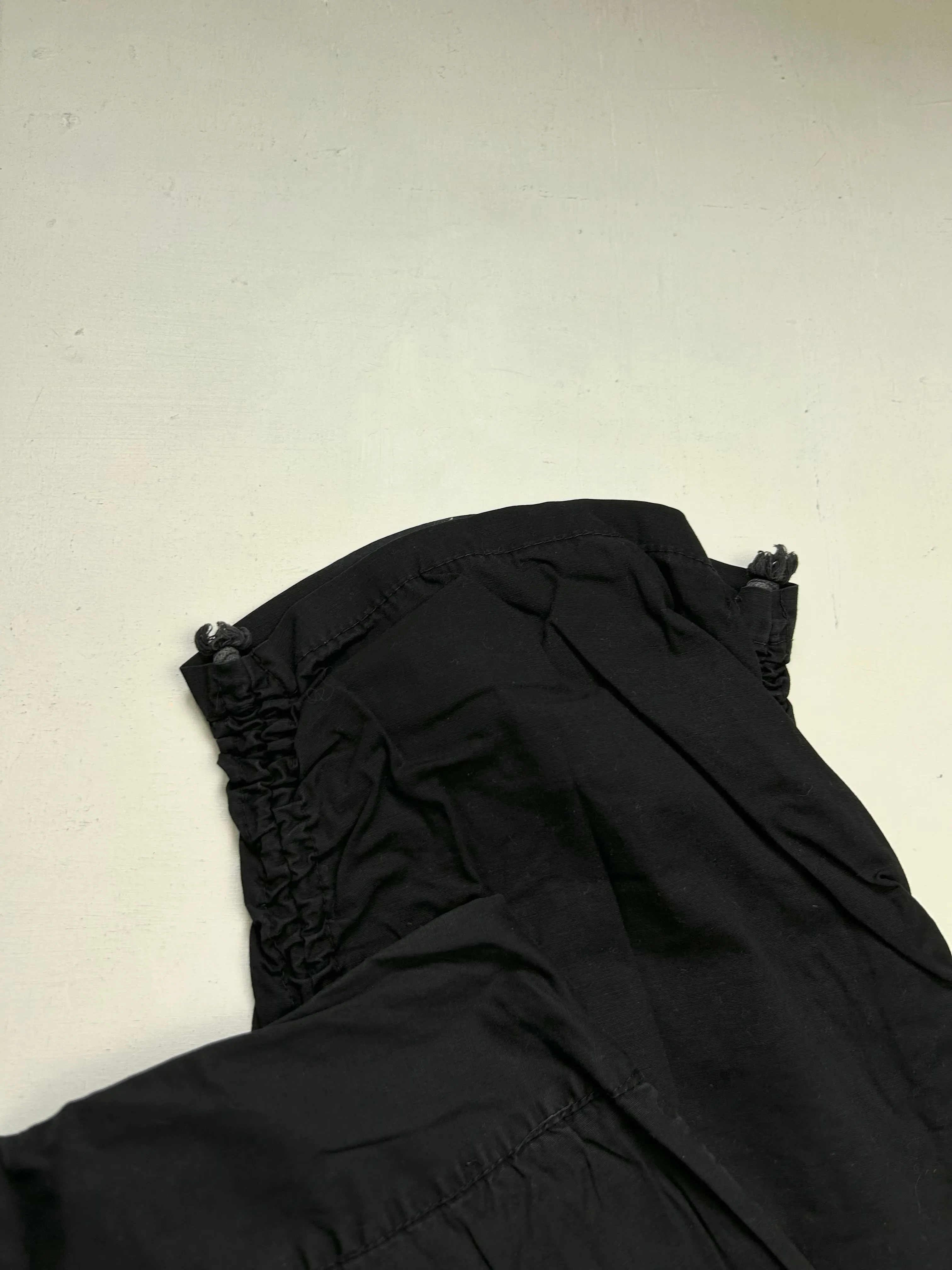 Black low waist 90s vintage ruched baggy pants (S)