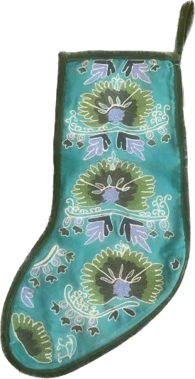 Blue Spruce Velvet Stocking
