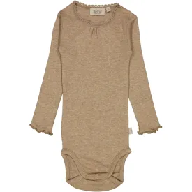 Body Rib Lace LS - khaki melange