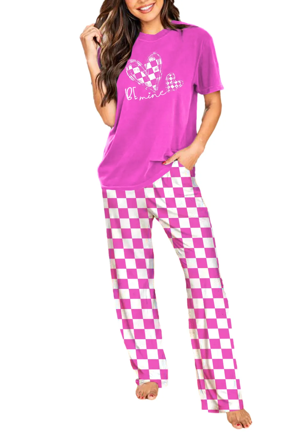 Bonbon I Love Valentine Print Tee and Pants Lounge Set