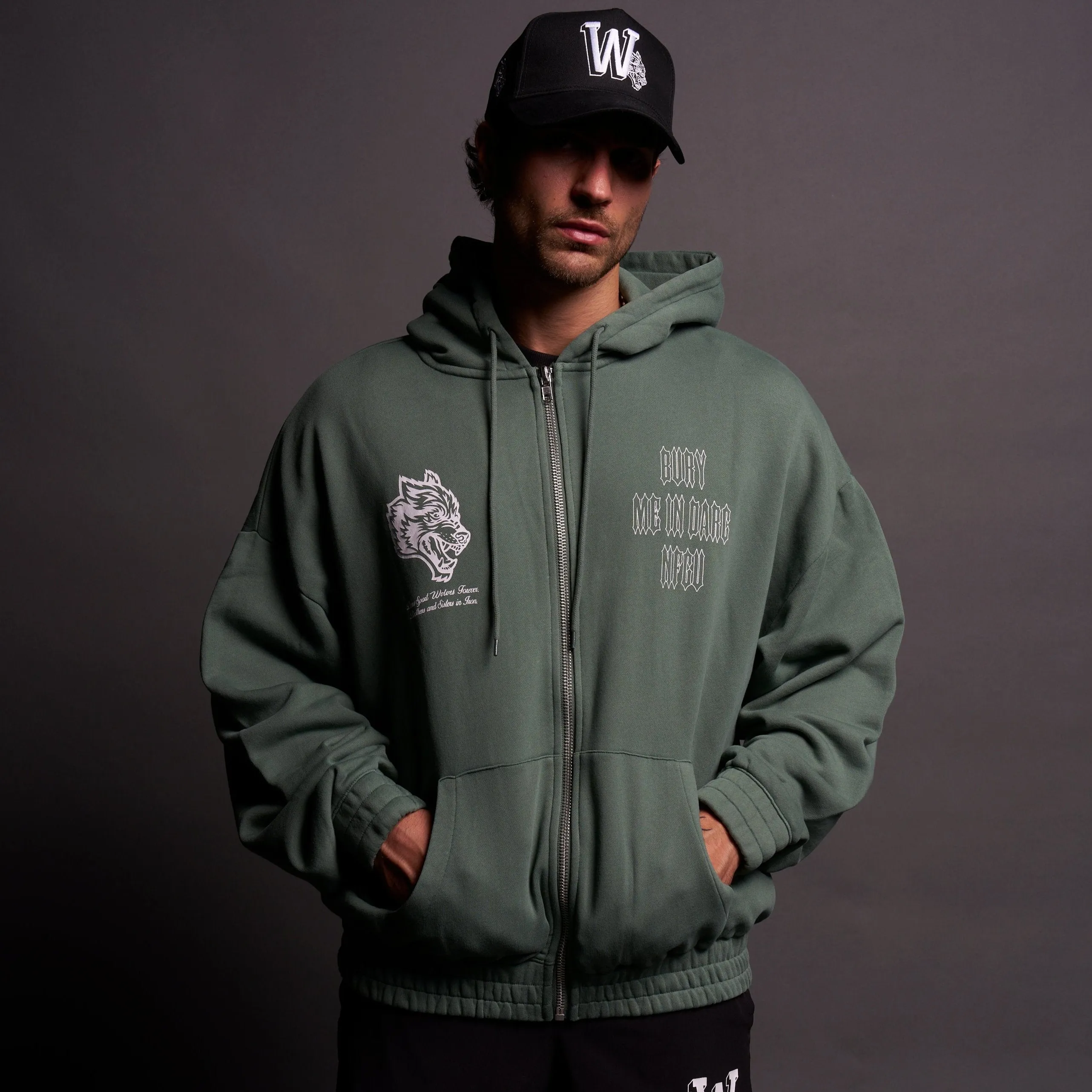 Bury Me In Darc NFGU V2 "Chambers" Zip Hoodie in Hunter Green