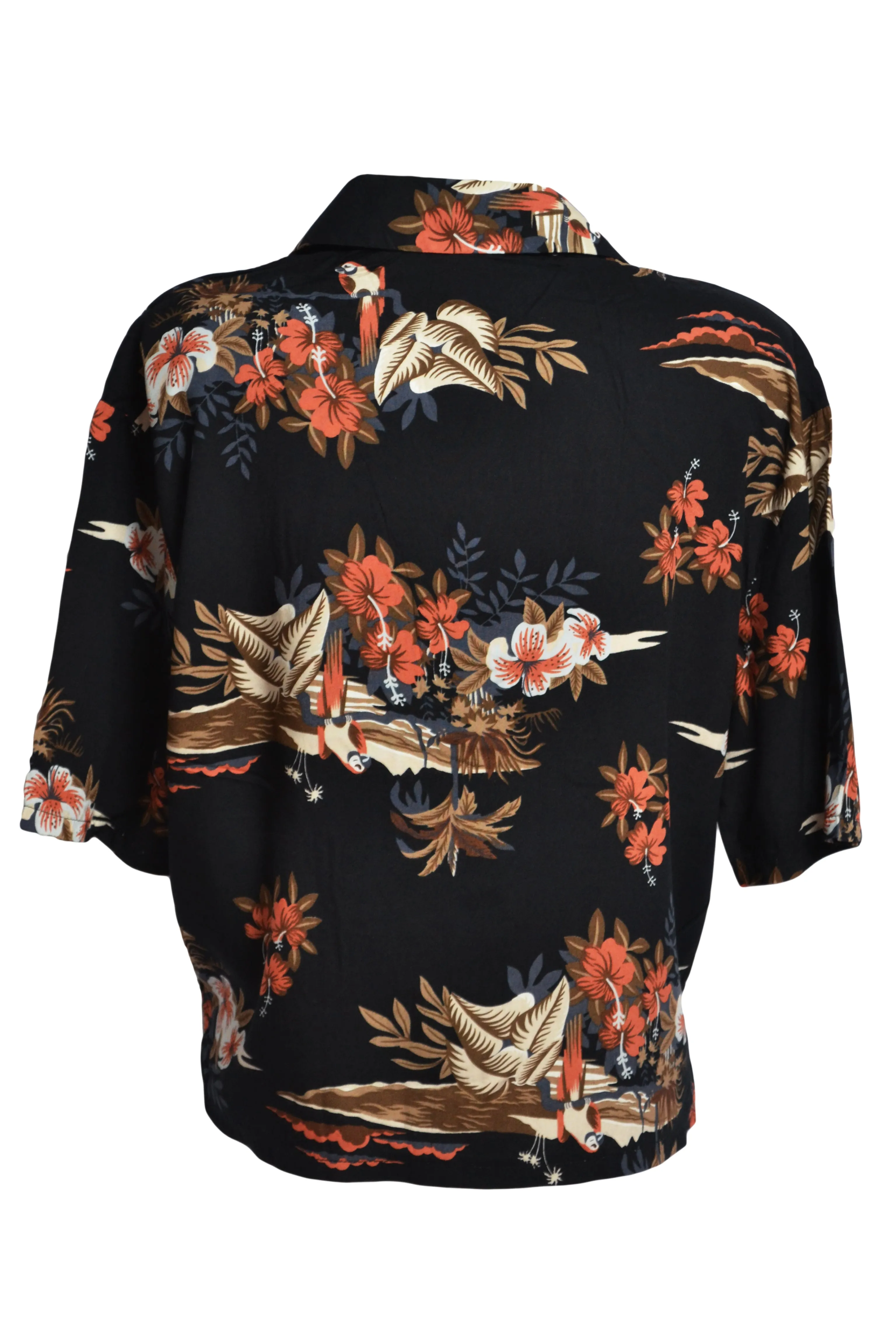 Chemisier noir motifs tropicaux