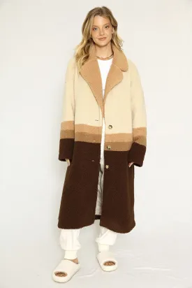 Color block teddy coat
