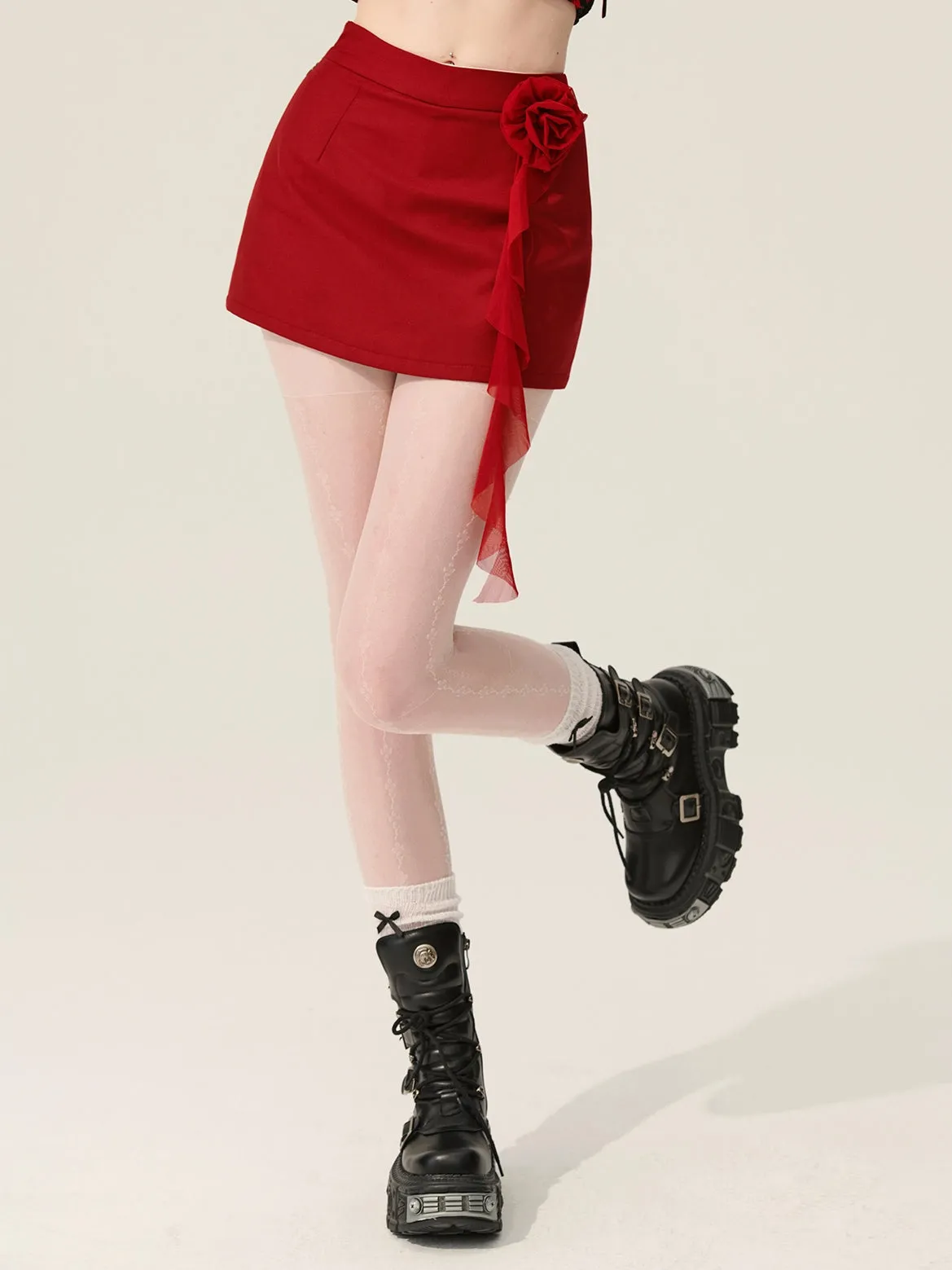 Dollybaby Red skirt women's summer design skirt