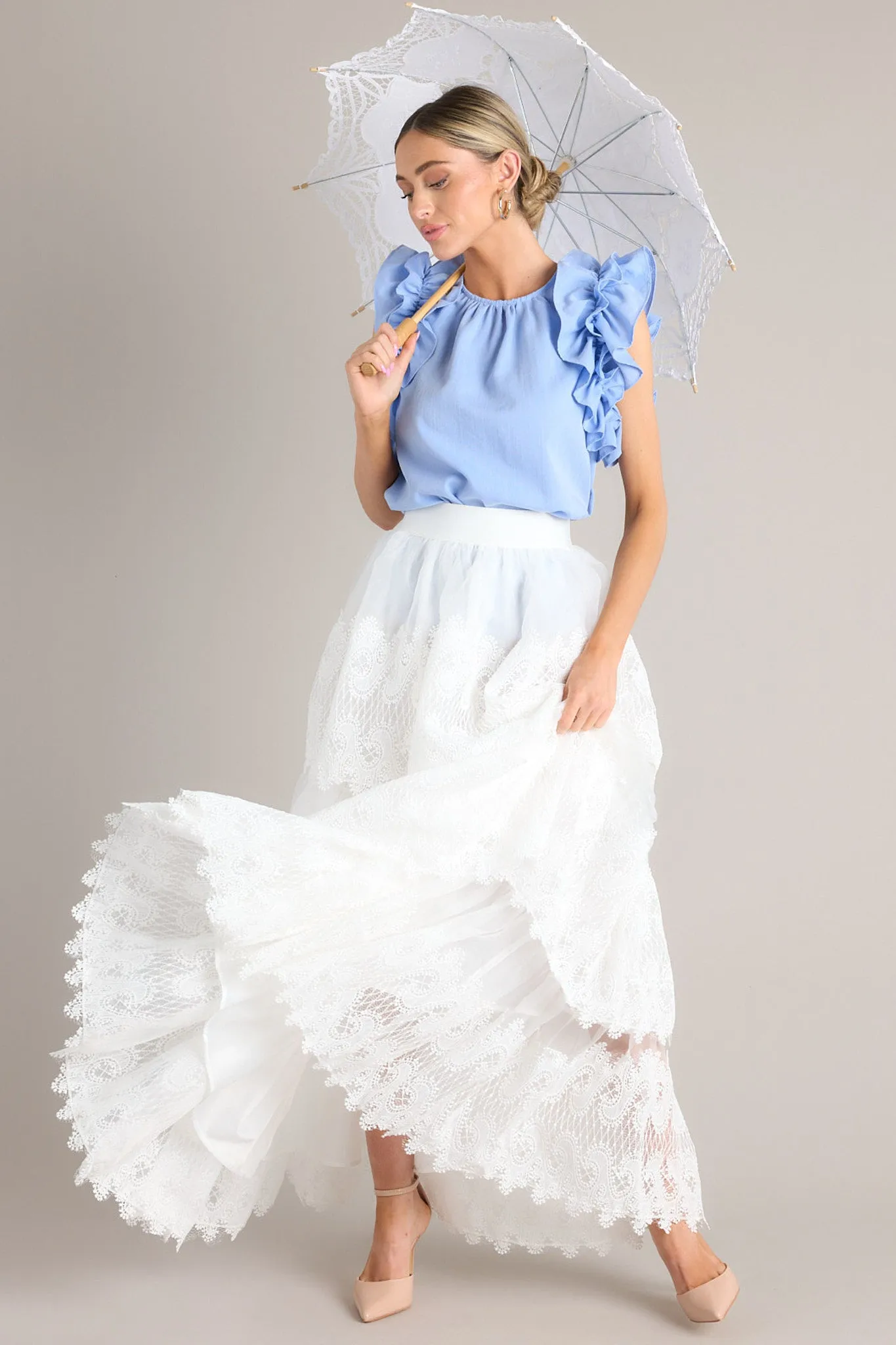 Elegance Above All White Maxi Skirt