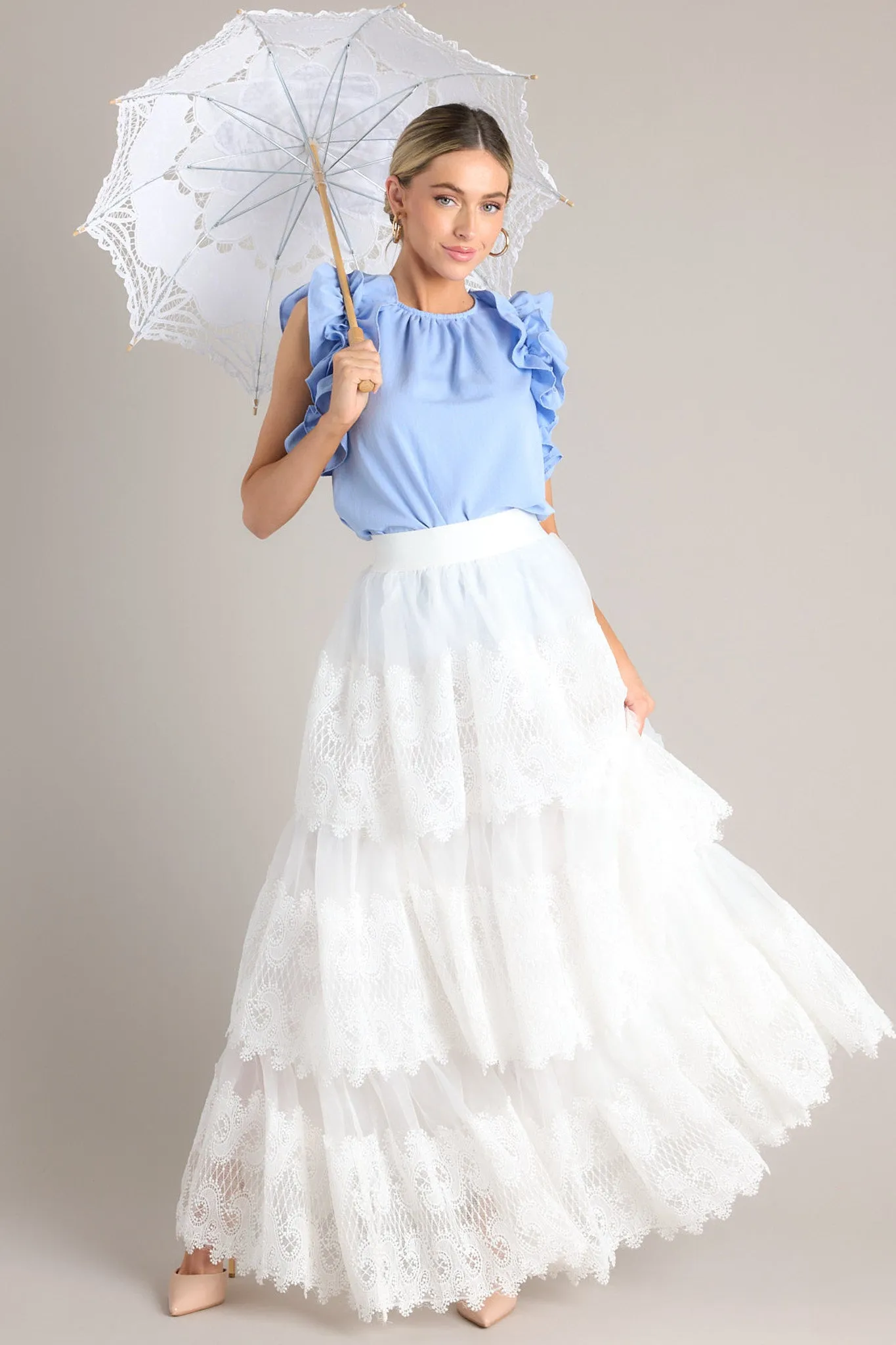 Elegance Above All White Maxi Skirt