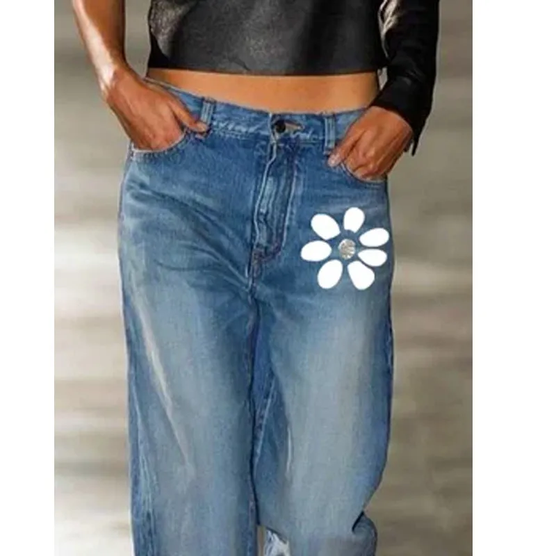 Fashion Straight Print Jeans