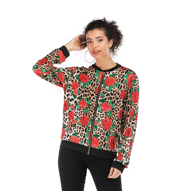 Floral Spring Jacket Plus Size Spring Women's Jackets Retro Floral Printed Coat