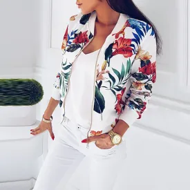 Floral Spring Jacket Plus Size Spring Women's Jackets Retro Floral Printed Coat