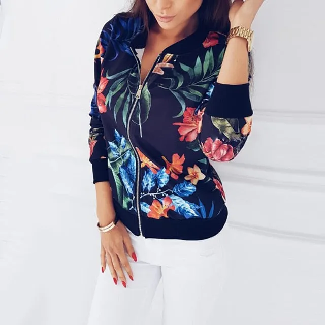 Floral Spring Jacket Plus Size Spring Women's Jackets Retro Floral Printed Coat