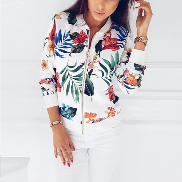 Floral Spring Jacket Plus Size Spring Women's Jackets Retro Floral Printed Coat