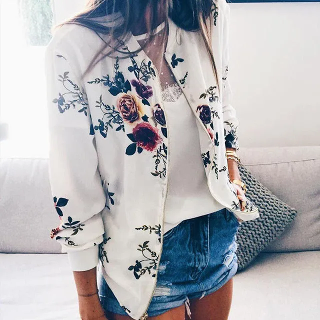 Floral Spring Jacket Plus Size Spring Women's Jackets Retro Floral Printed Coat