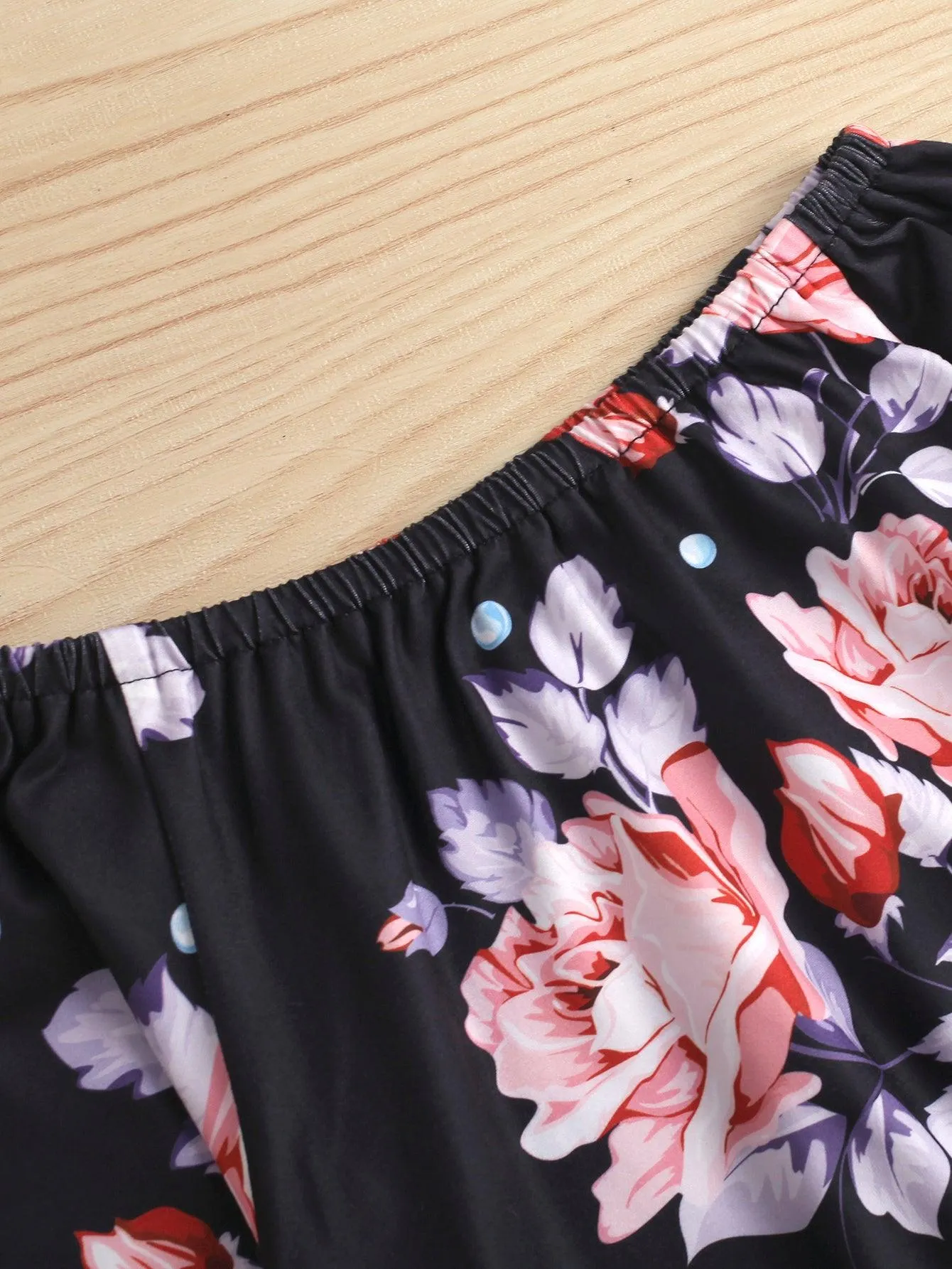 GIRLS FLORAL TOP AND STRIPED BELL BOTTOM PANTS SET