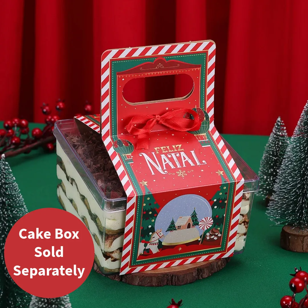 Handle for Square Crystal Plastic Cake Box (Holly Night) 10-Pack