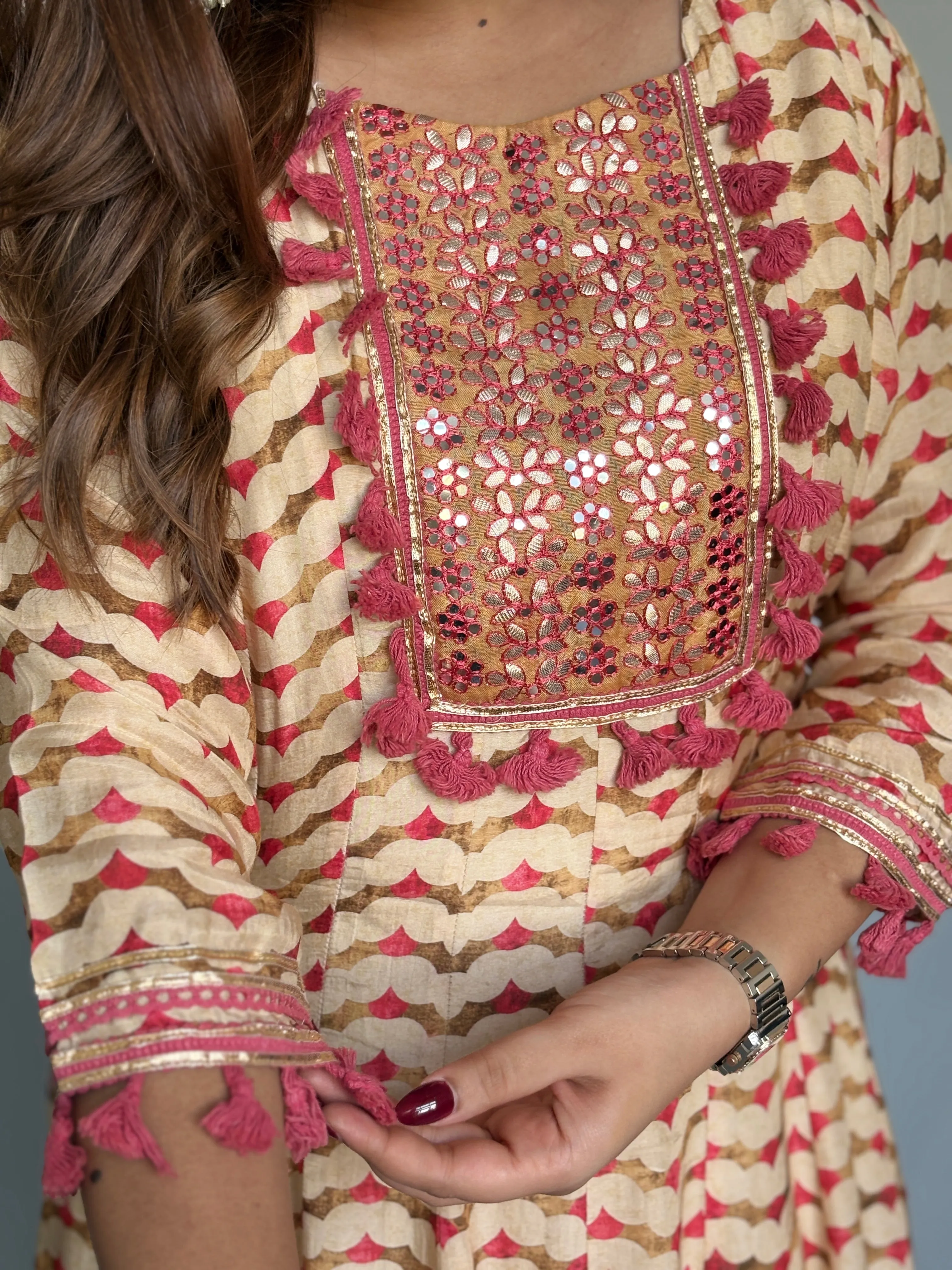 High Low Kali Kurta with Tulip Pants