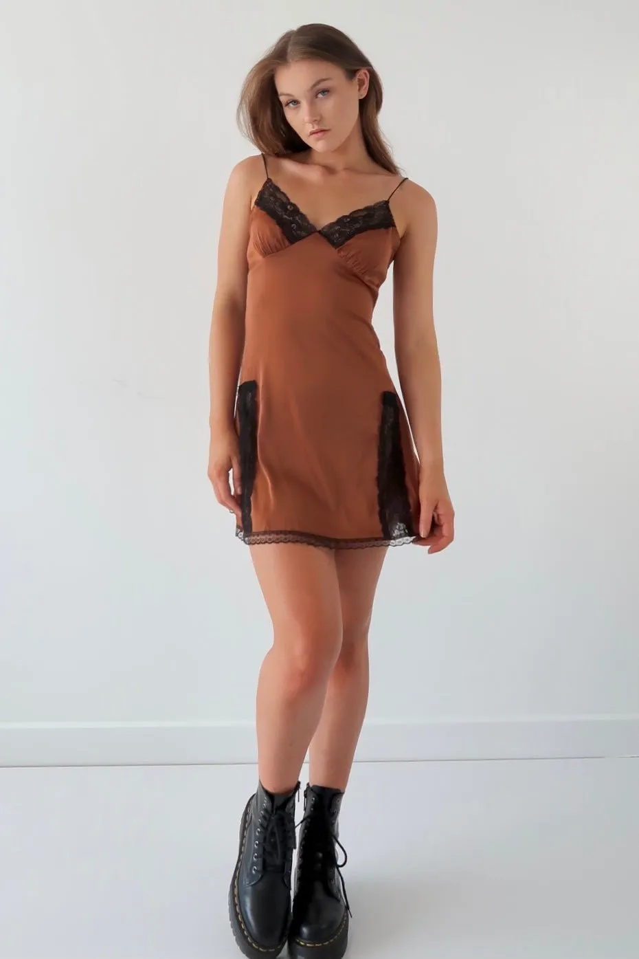 Innocent girl silky dress