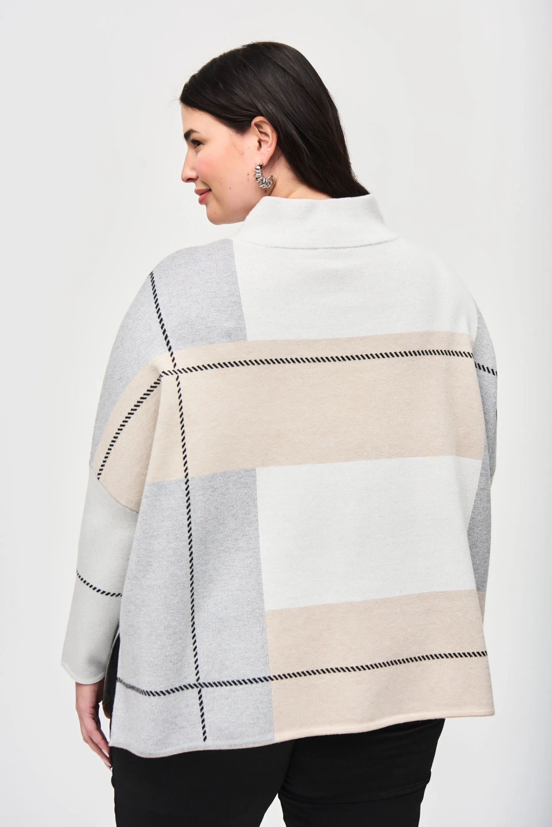 Joseph Ribkoff Vanilla/Oatmeal/Grey Color-Block Top Style 243952