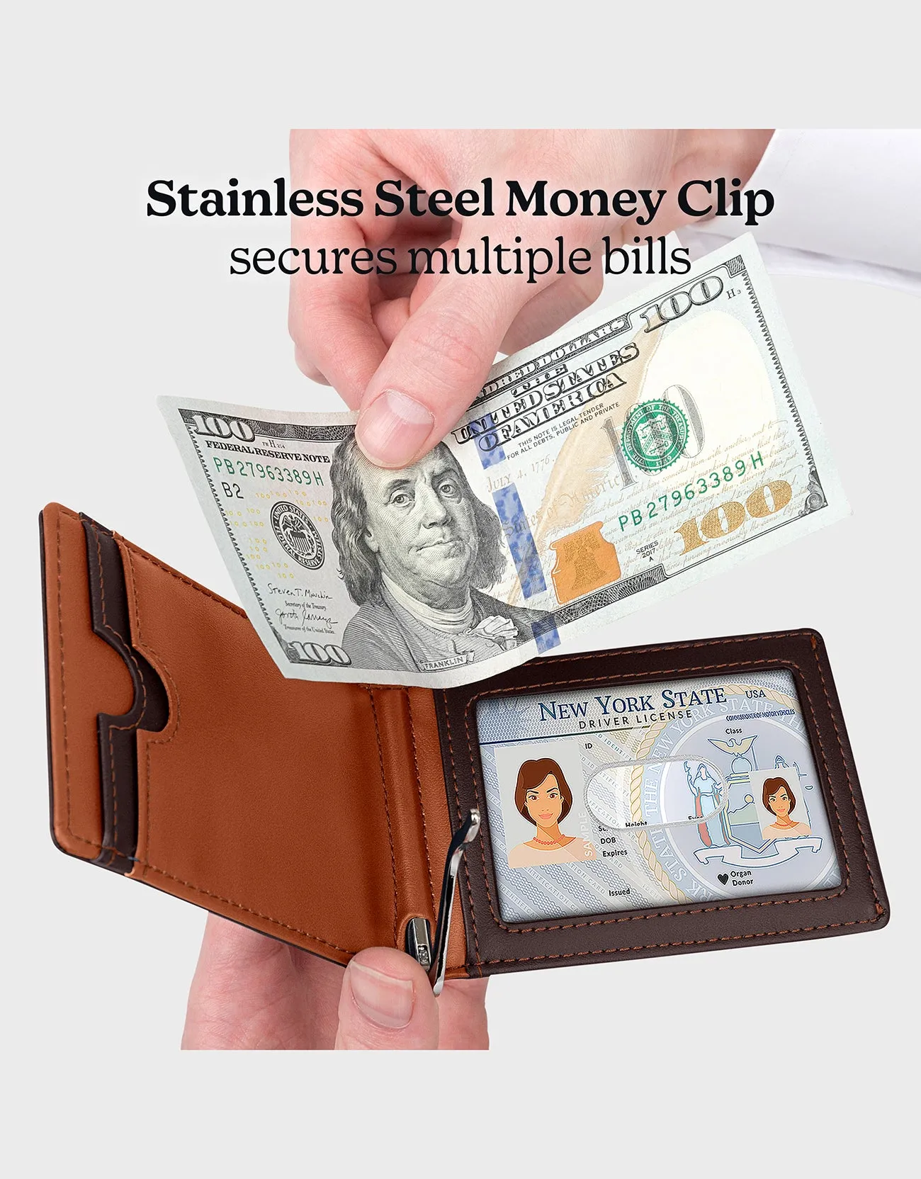 Men's Slim Bifold Wallet with Quick Access Pull Tab