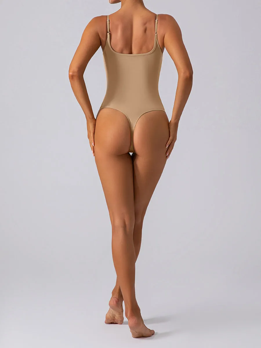 Oversized Solid Color Backless Spaghetti Strap Onesie Bodysuit