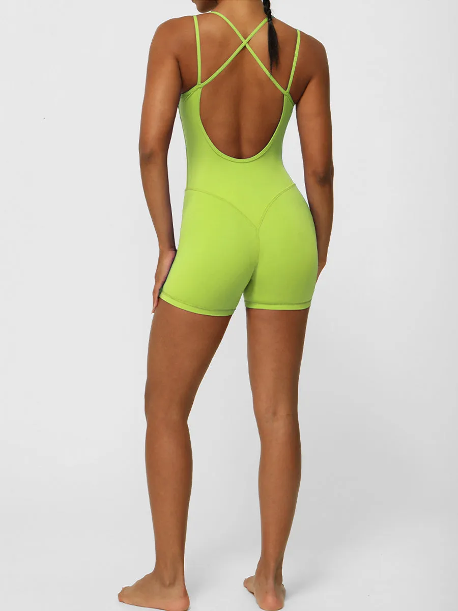 Plain Backless Cami Unitards Skin-Friendly Sleeveless Romper