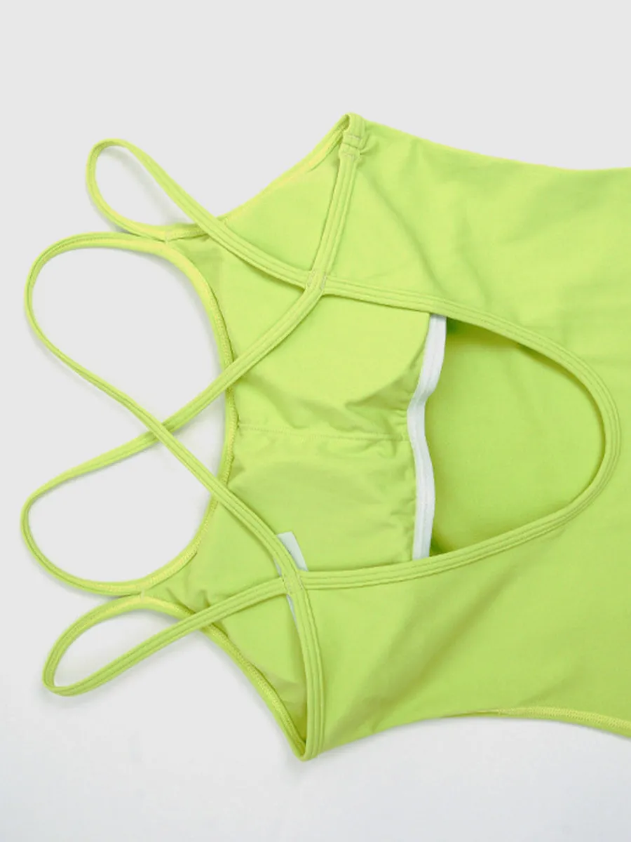 Plain Backless Cami Unitards Skin-Friendly Sleeveless Romper